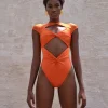 Clearance Andrea Iyamah Aluna Orange One Piece Swimsuit