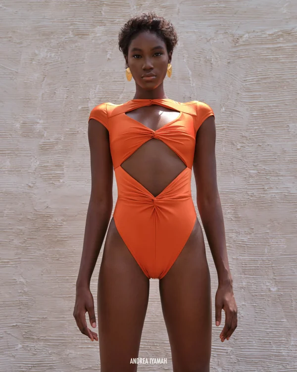 Clearance Andrea Iyamah Aluna Orange One Piece Swimsuit