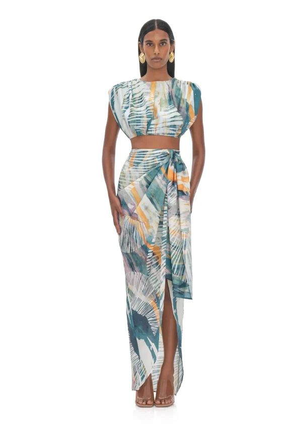 Online Andrea Iyamah Halima Abstract Bark Cropped Top